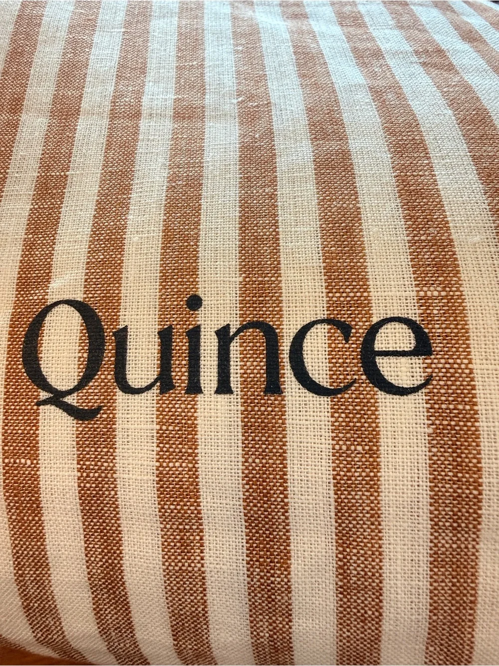NWOT Quince European Linen Stripe Duvet Set Twin Terracotta White